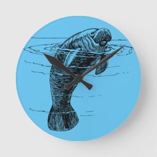 Manatee acrylmuurklok ronde klok