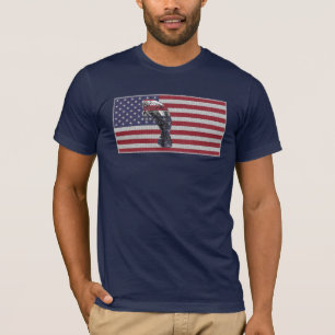 Manatee American Flag op Navy Blue T-shirt