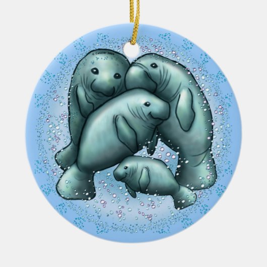 Manatee Bubbles-ornament Keramisch Ornament (Voorkant)
