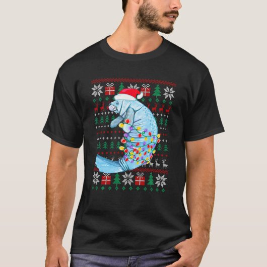 Manatee Christmas Light Reindeer Pajama Ugly Sweat (Devant)