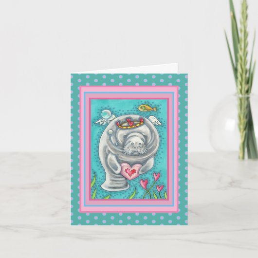 MANATEE CUPID, BUBBLES & COEURS COLORÉ VALENTINE (Devant)