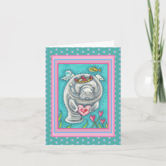 MANATEE CUPID, BUBBLES & COEURS COLORÉ VALENTINE