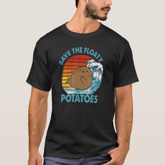 Manatee Designs Voor Mannen Vrouwen Floaty Potato T-shirt (Voorkant)