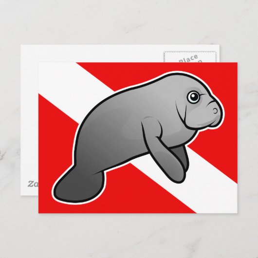 Manatee Dive Flag Briefkaart (Voorkant / Achterkant)