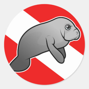 Manatee Dive Flag Ronde Sticker