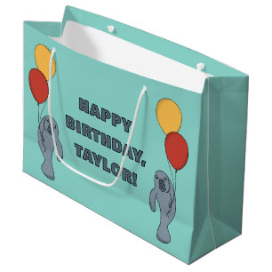 Manatee en ballonnen aangepaste verjaardagsfeestje groot cadeauzakje
