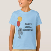Manatee en ballonnen aangepaste verjaardagsfeestje t-shirt (Voorkant)
