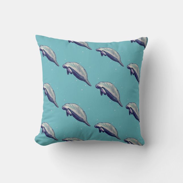 Manatee Florida Animal Pattern Sierkussen (Voorkant)