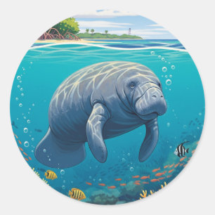 Manatee in het Biscayne National Park Ronde Sticker