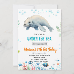 Manatee invitation fête d'anniversaire