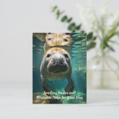 Manatee Marvel:  Manatee Feestdagenkaart (Staand voorkant)