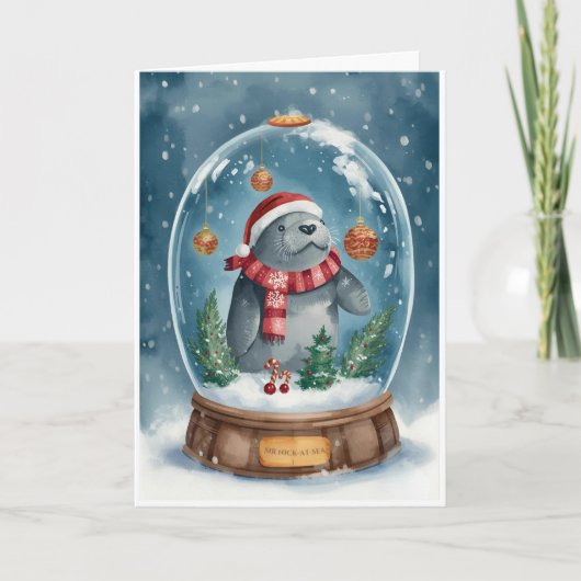 Manatee Merry Christmas Kaart (Voorkant)