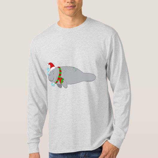 Manatee met kerstmuts en sjaal t-shirt (Voorkant)