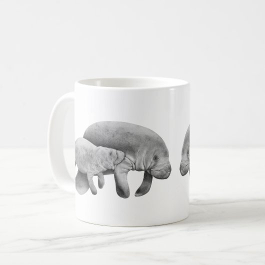 Manatee moeder met Mok Calf (Voorkant links)