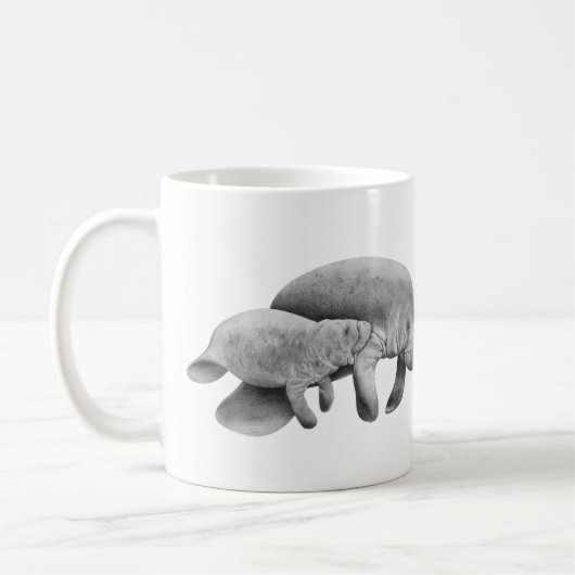 Manatee moeder met Mok Calf (Links)