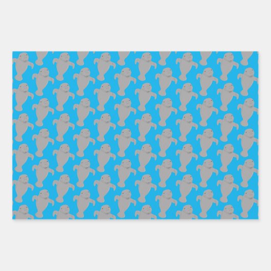 Manatee Pattern Animal Inpakpapier Vel (Voorkant 3)