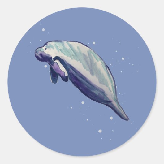 Manatee Peinture Ocean Party Stickers Merci (Devant)