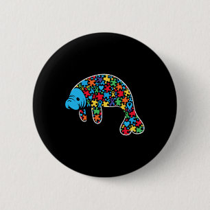 Manatee Puzzle Autisme Bewustzijn Autistische Vrou Ronde Button 5,7 Cm