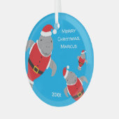 Manatee Santa Outfits Name Kerstmis Glas Ornament (Voorkant links)