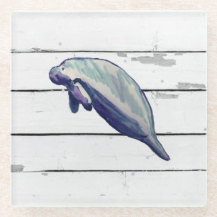 Manatee Schilderen Strand Decor Glas Onderzetter