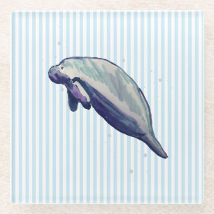 Manatee Schilderen Strand Decor Glas Onderzetter Glazen Onderzetter