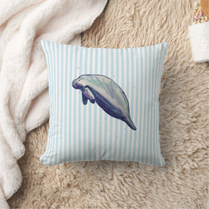 Manatee schilderij Kustblauwe streep Kussen
