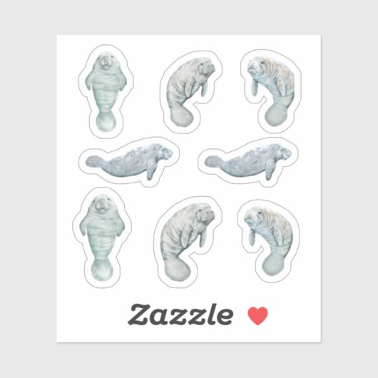 Manatee Sticker Set Aangepast Vinyl (Vel)