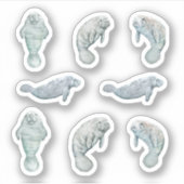 Manatee Sticker Set Aangepast Vinyl (Voorkant)