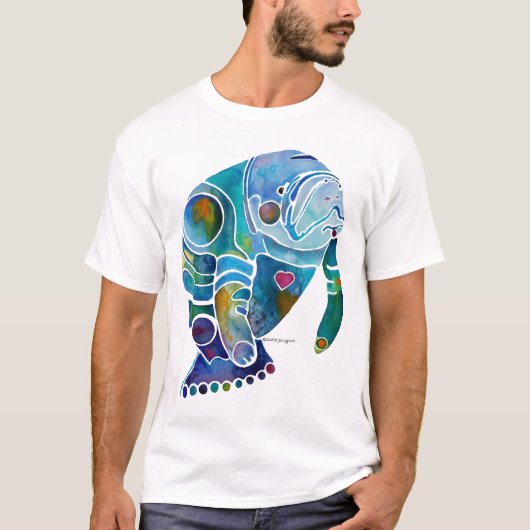 Manatee Tee Shirt Whimsical Originele Kunst (Voorkant)