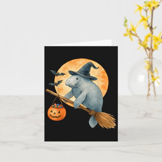 Manatee Witch Pet Pompoen Halloween Kostuum Mannen Kaart (Gele Bloem)
