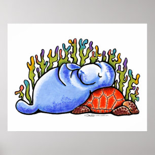 Manatee Zee Turtle Slumber Party (Slumberpartij) d Poster