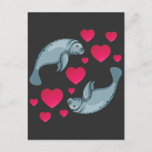 Manateeg in Love Romantic Valentijnsdag Animals Briefkaart