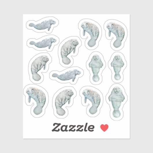 Manatees Custom Vinyl Sticker Sheet 3" (Feuille)