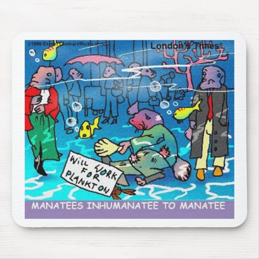 Manatees Inhumanatee Funny T - shirts Mokken Kaart Muismat (Voorkant)
