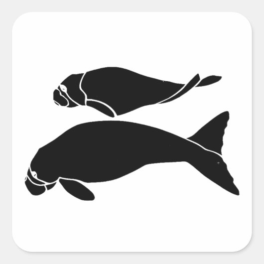 Manatees Vierkante Sticker (Voorkant)