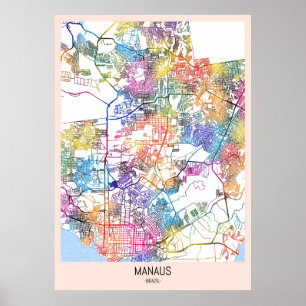 Manaus Brazilië Stadsplattegrond Poster