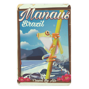 Manaus Brazilië vintage reisposter Magneet