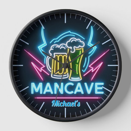 Mancave Bar Klok Neon Beer Custom Name Dads (Voorkant)