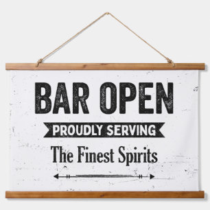 Mancave Black en White Bar Sign Hangend Wandkleed