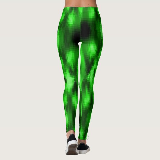 Manchado verde e preto estilo pastilhas de vidro leggings (Achterkant)