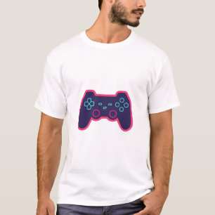 Manche de jeu néon moderne T-Shirt en coton blanc
