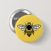 Manchester Bee Ronde Button 5,7 Cm (Voorkant /achterkant)
