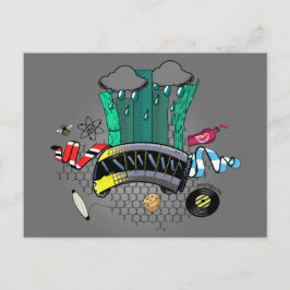 Manchester en Greater Manchester met bijen en tram Briefkaart