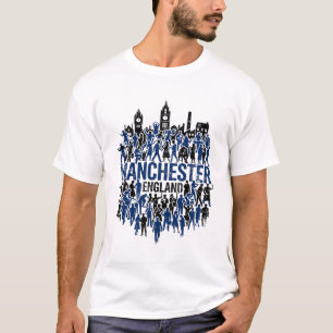 Manchester Engeland Silhouet Skyline En Burgers T-shirt