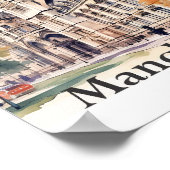 Manchester Engeland Waterverf Schilderij Reizen Poster (Hoek)