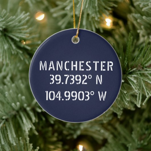 Manchester England Latitude Longitude Keramisch Ornament (Boom)