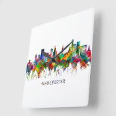 Manchester England Skyline Vierkante Klok (Hoek)