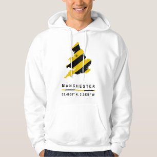 Manchester GPS-coördinaten Bee Map Hoodie