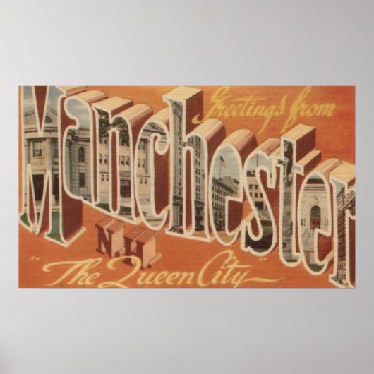 Manchester, New Hampshire - Large Letter Poster (Voorkant)