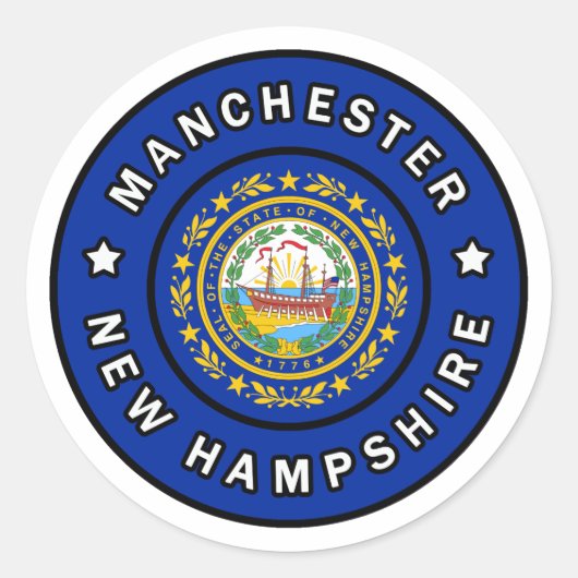 Manchester New Hampshire Ronde Sticker (Voorkant)